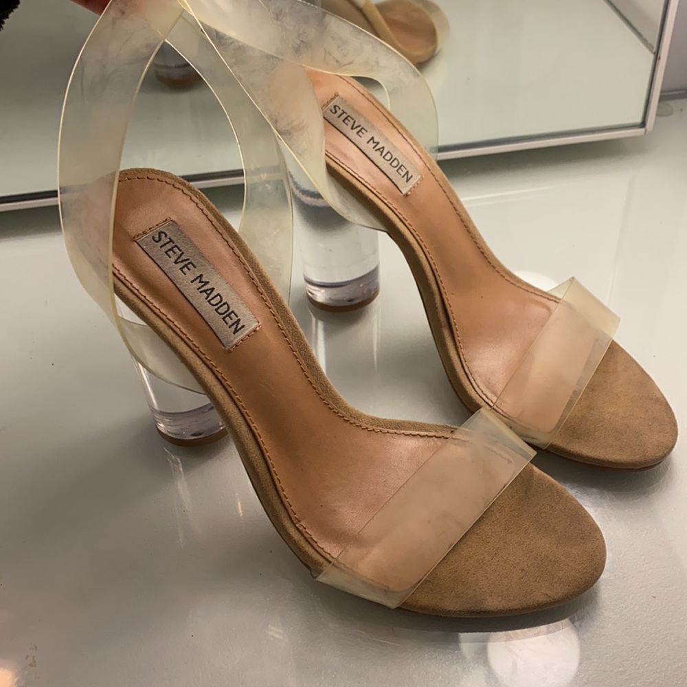 Steve Madden See Through Clear Block High Heels S… - image 2